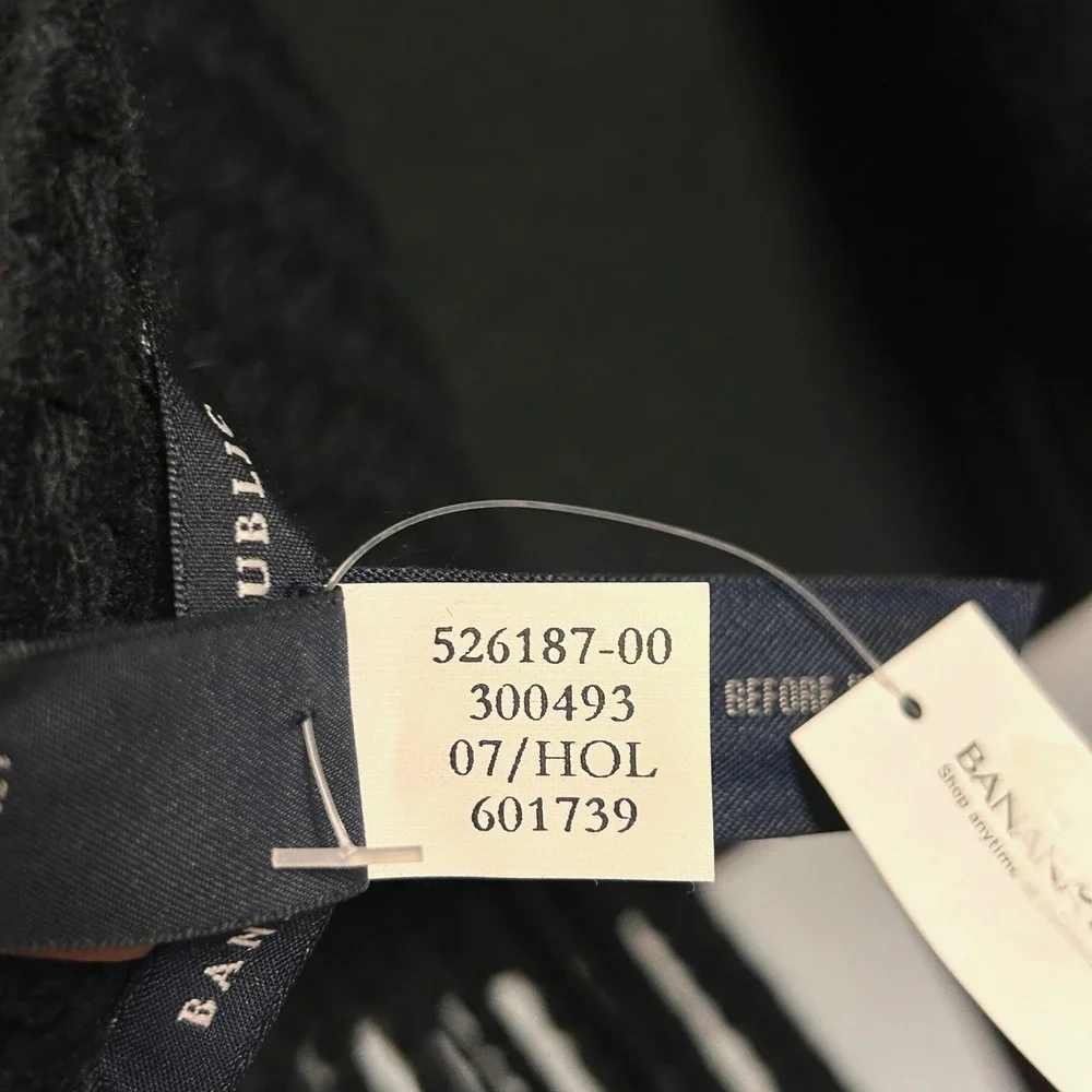 Banana Republic Lambswool Cashmere Scarf Black Basketweave Womens Unisex NEW